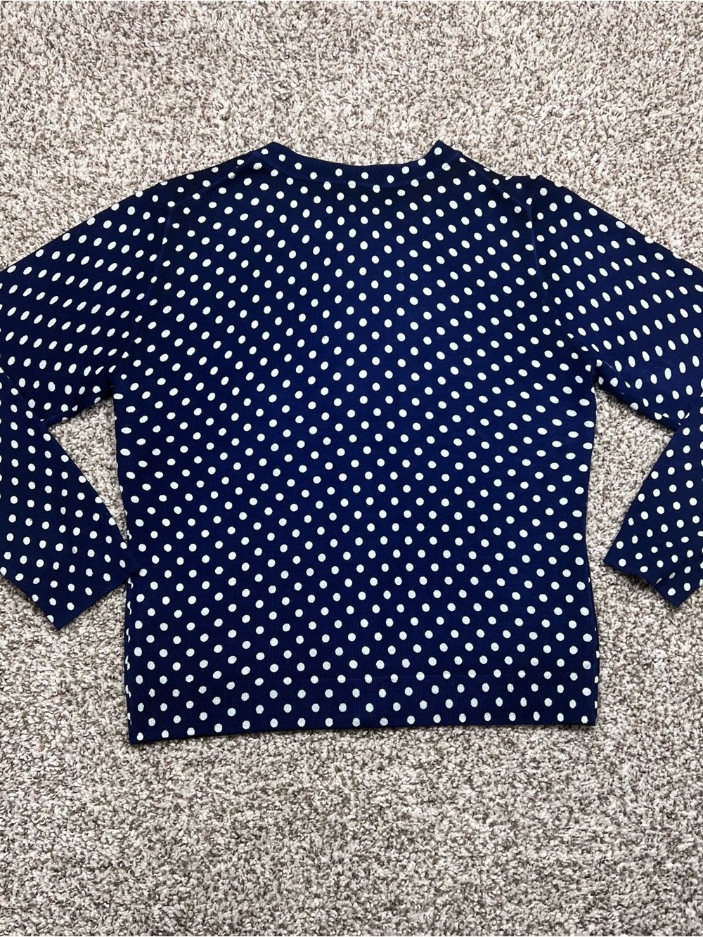 J. Crew Women’s Carolyn Cardigan Navy White Polka-Dot 100% Merino Wool sz Med - Picture 5 of 14